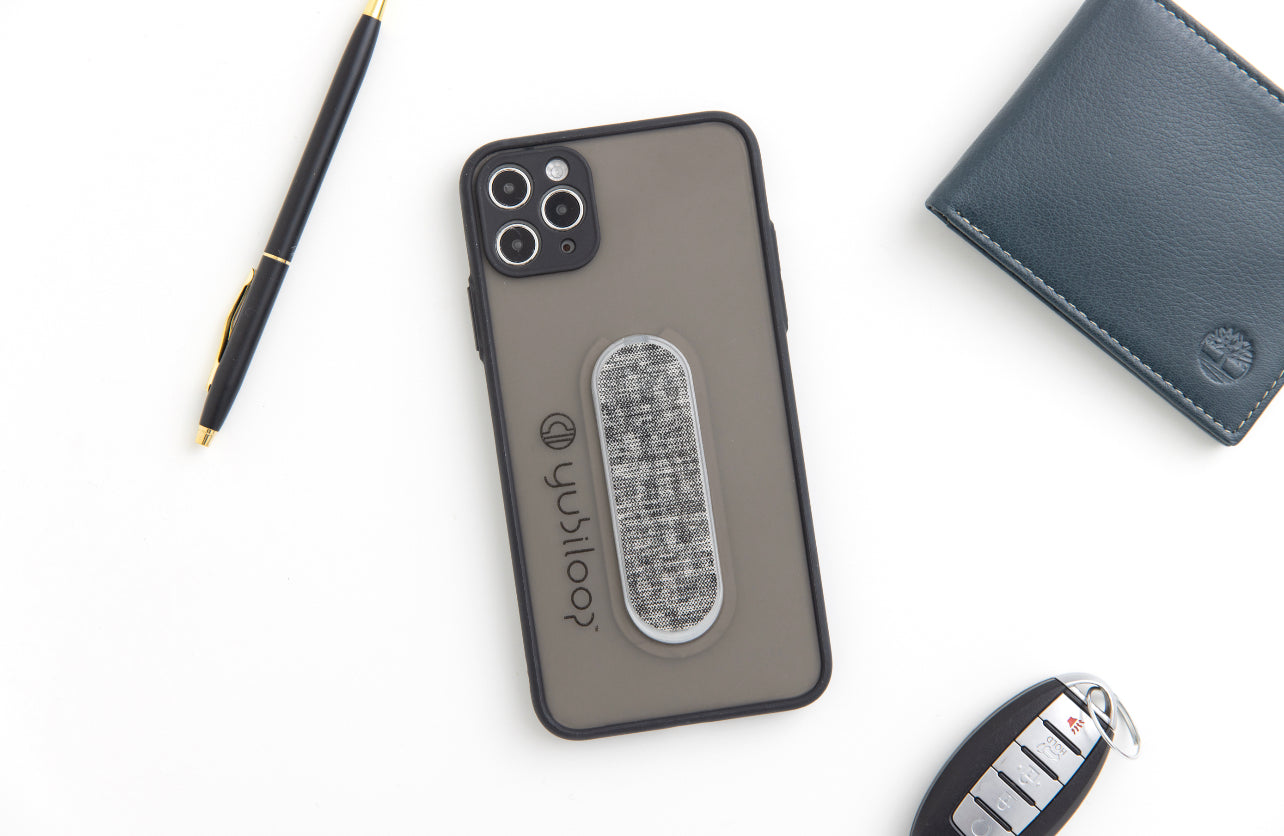 iPhone 11 Pro Max Opaque Black Case with integrated Yubiloop ( 1 strap/ loop phone holder kickstand )